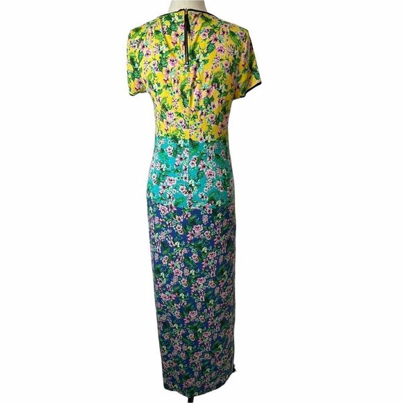 Juicy Couture Ombré Multicolor Crewneck Short Sleeve Floral Maxi Dress size M - Picture 4 of 14